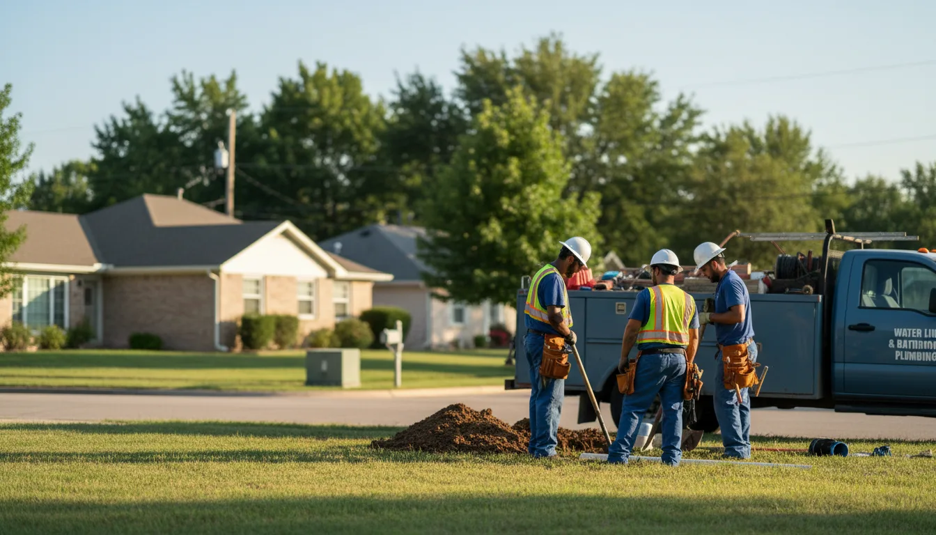 Residential water line and bathroom plumbing service in Porter, OK